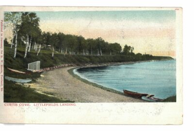 Old postcard.  Curtis Cove, Littlefields Landing, Maine. Boats.  Undivided back.