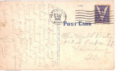 Linen postcard.  Elk's Club and Lake, Hattiesburg, Mississippi.  1945 - Image 2