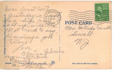 Linen postcard. Glenwood Hotel, Delaware Water Gap, Pennsylvania. Pool, 1946. - Image 2