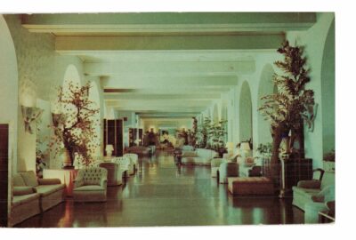 Chrome postcard. Lobby of Royal Hawaiian Hotel, Honolulu, Hawaii.