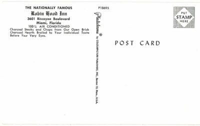 Chrome postcard.  Robin Hood Inn, Miami, Florida. - Image 2