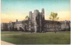 Old Postcard.  The Union Building, Duke University, Durham, North Carolina.  Handcolored 1940.