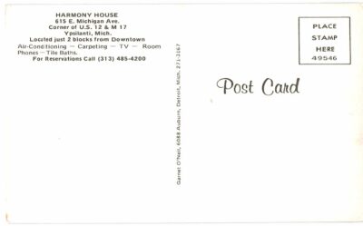 Chrome postcard.  Harmony House, Ypsilanti, Michigan. - Image 2
