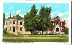 Linen postcard.  Clark County Memorial Hospital, Jeffersonville, Indiana. 1943.