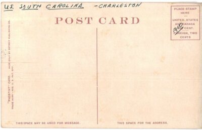 White border postcard.  The Lake, Magnolia Cemetery, Charleston, South Carolina. 1910. - Image 2