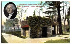 Old postcard.  Gilbert Stuart's Studio, where Washington's portrait was painted, Philadelphia, Pennsylvania. 1909.