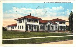 White border postcard.  F W Miller Residence, Ashland, Ohio. 1923.