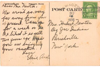 Old postcard.  Airplane view Newagen Inn Estate, Newagen, Maine. 1936. - Image 2