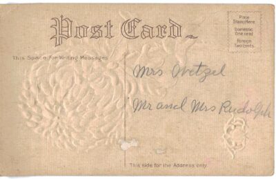 Old postcard. November, Chrysanthemum, loveliness and cheerfulness, Topaz, fidelity in friendship, embossed. - Image 2