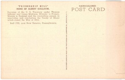Old postcard. Grave of Sophia Allegre, first wife of Albert Gallatin, New Geneva, Pennsylvania. - Image 2