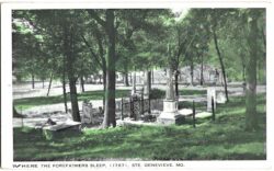 White border postcard.  Where the Forefathers Sleep, Ste Genevieve, Missouri.