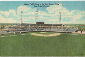 Linen postcard.  Guinn Field, Home of the San Angelo Colts, San Angelo, Texas.  1955.