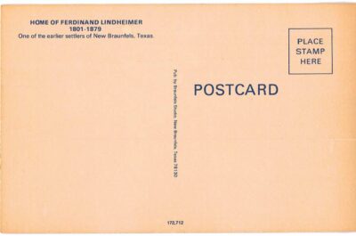 Chrome postcard. Home of Ferdinand Lindheimer, one of the earlier settlers of New Braunfels, Texas. - Image 2