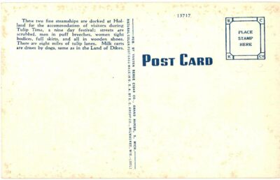 Linen postcard.  S S South American and S S North American at dock, Holland, Michigan. Ship, steamship. - Image 2