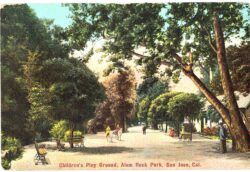 Old postcard.  Children's Play Ground, Alum Rock Park, San Jose, California. 1908.