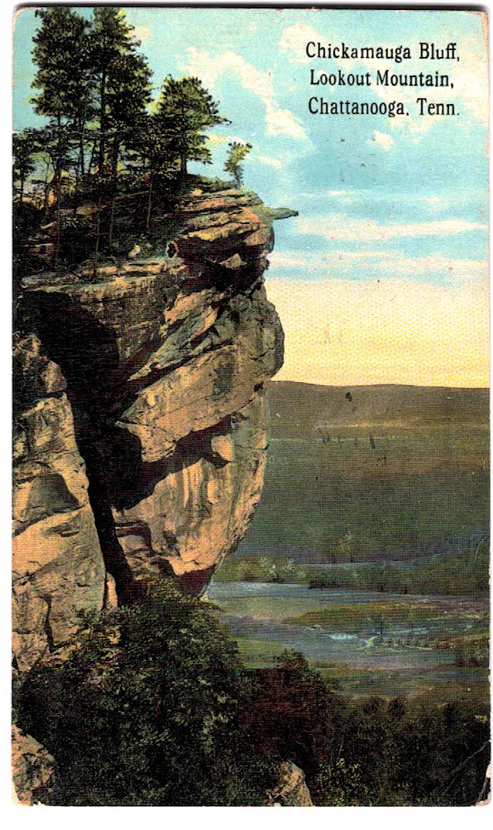 Old postcard. Chickamauga Bluff, Lookout Mountain, Chattanooga, Tennessee. 1914