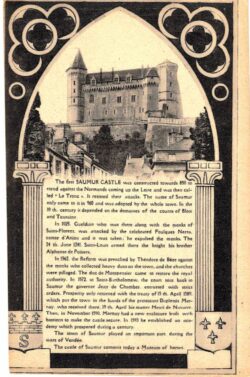 Old postcard.  Saumur Castle, Saumur, France.  Museum of horses.