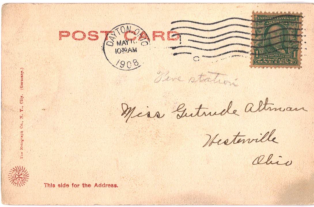 Old postcard. Soldiers Monument, Dayton, Ohio. Undivided back, 1905. - Image 2