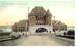 Old postcard.  CPR Station, Vancouver, British Columbia, Canada.  Undivided back.