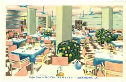 Postcard.  Coffee Shop, Hotel Bentley, Alexandria, Louisiana.
