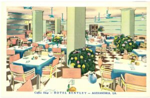 Postcard.  Coffee Shop, Hotel Bentley, Alexandria, Louisiana.