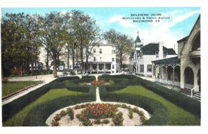 White border Postcard.  Soldiers Home, Boulevard & Grove Avenue, Richmond, Virginia.