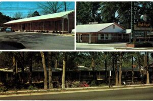 Chrome postcard.  Tick Tock Motel and Restaurant, Swainsboro, Georgia. Mr & Mrs Ray D Brannon, Owners, managers.