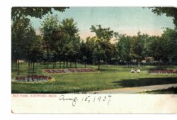 Old postcard.  Ely Park, Hartford, Michigan.  Undivided back.  1907.