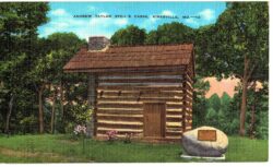 Linen postcard. Andrew Taylor Still Cabin, Kirksville, Missouri.