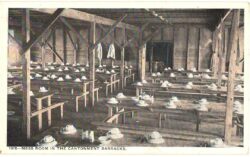 White border postcard.  Mess Room in the Cantonment Barracks.  World War I era. Undivided back.