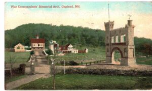 Old postcard. War Correspondents Memorial Arch, Gapland, Maryland. 1909.