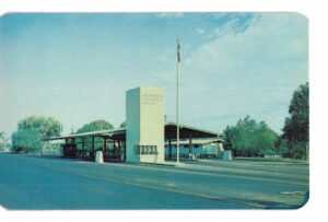 Chrome postcard. California Agricultural Inspection Station. 3 miles east of Blythe.