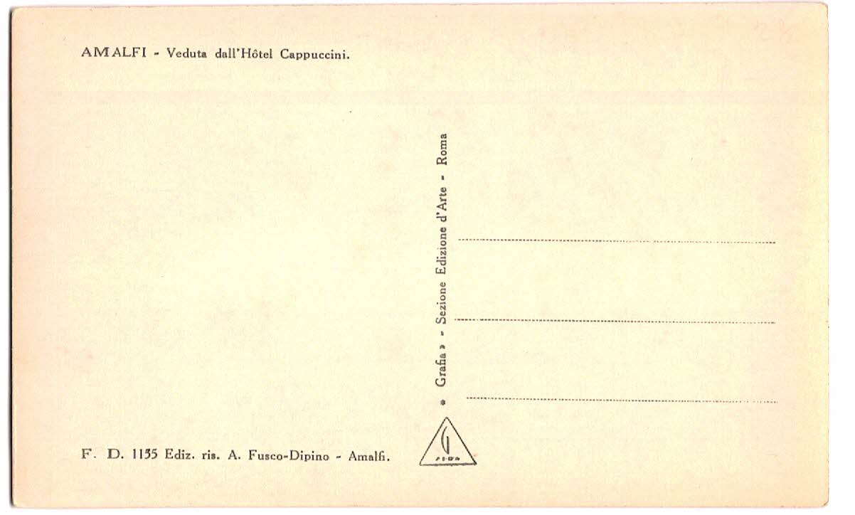 Real Photo Postcard. Monk sitting on wall, Hotel Cappuccini, Amalfi, Italy. RPPC. - Image 2