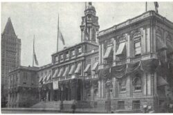 Postcard. New York City Hall Draped in Mourning for the dead of the Slocum Steamboat Disaster.