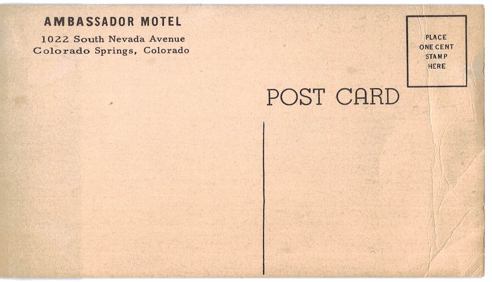 Old postcard. Ambassador Motel, Colorado Springs, Colorado. - Image 2