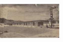 Old postcard.  Ambassador Motel, Colorado Springs, Colorado.