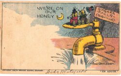 Old postcard.  We've on our honeymoon, Niagara Falls, Bugville.  Bugs on faucet.  Paul Bransom. 1906.   Undivided back.