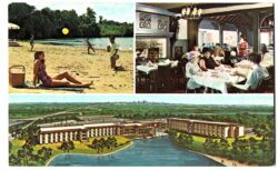 Chrome postcard.  The Marriott Louisville-Clarksville, Clarksville, Indiana. Zappone's River Oaks Restaurant, Coffee Shop, Lounge.