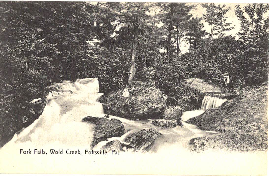 Old postcard. Fork Falls, Wold Creek, Pottsville, Pennsylvania.