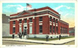White border postcard.  Post Office, Titusville, Pennsylvania.