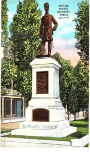 Linen postcard. Raphael Semmes Monument, Mobile, Alabama.