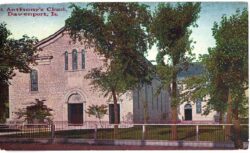 Old postcard.  St Anthony's Church, Davenport, Iowa.