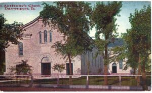 Old postcard. St Anthony's Church, Davenport, Iowa.