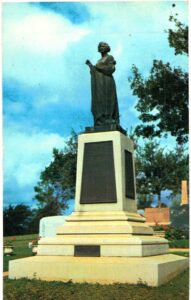 Chrome postcard. Joanna Troutman Monument marks her grave, Austin, Texas. Made first Texas flag.