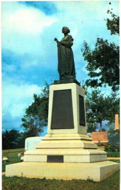 Chrome postcard.  Joanna Troutman Monument marks her grave, Austin, Texas. Made first Texas flag.