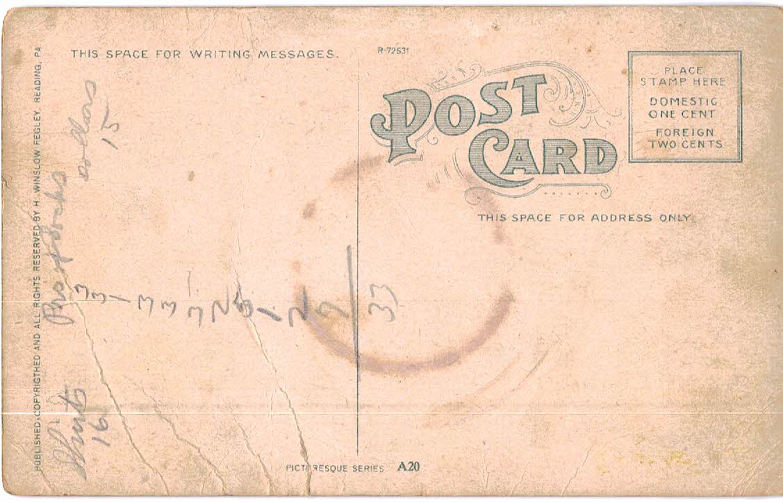 White border postcard. Beautiful Berks from Point Lookout, Neversink Mountain, Horse Shoe Bend, Schuylkill River, Pennsylvania. - Image 2