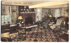 Postcard.  Living Room Dorset Inn, Dorset, Vermont. 1946.  Owner and manager, F O Whittemore.