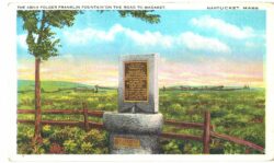 Linen postcard.  The Abiah Folger Franklin Fountain on the road to Madaket, Nantucket, Massachusetts.