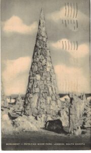 Old Postcard. Monument, Petrified Wood Park, Lemmon, South Dakota. 1962.