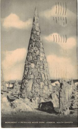 Old Postcard.  Monument, Petrified Wood Park, Lemmon, South Dakota. 1962.